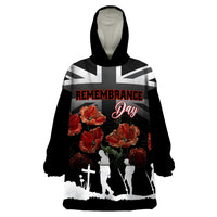 Remembrance Day Wearable Blanket Hoodie Lest We Forget Poppy Flower - Wonder Print Shop