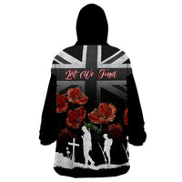 Remembrance Day Wearable Blanket Hoodie Lest We Forget Poppy Flower - Wonder Print Shop