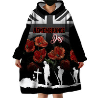 Remembrance Day Wearable Blanket Hoodie Lest We Forget Poppy Flower - Wonder Print Shop