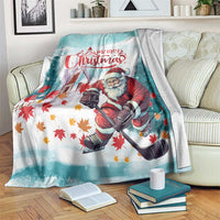 Canada Santa Playing Hockey Blanket