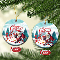 Canada Santa Playing Hockey Ceramic Ornament - Wonder Print Shop