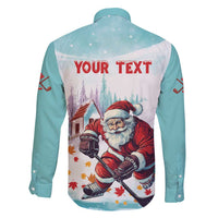 Personalized Canada Santa Playing Hockey Family Matching Off Shoulder Maxi Dress and Hawaiian Shirt - Wonder Print Shop