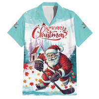 Personalized Canada Santa Playing Hockey Family Matching Off Shoulder Short Dress and Hawaiian Shirt - Wonder Print Shop