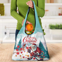 Canada Santa Playing Hockey Grocery Bag