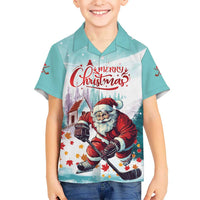 Personalized Canada Santa Playing Hockey Kid Hawaiian Shirt - Wonder Print Shop