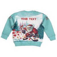 Canada Santa Playing Hockey Kid Ugly Christmas Sweater - Wonder Print Shop