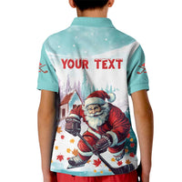 Personalized Canada Santa Playing Hockey Kid Polo Shirt - Wonder Print Shop