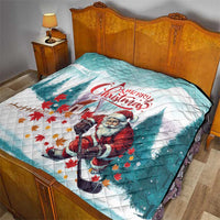 Canada Santa Playing Hockey Quilt - Wonder Print Shop