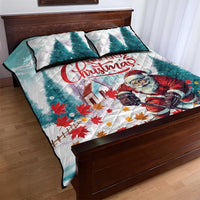 Canada Santa Playing Hockey Quilt Bed Set - Wonder Print Shop