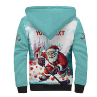 Personalized Canada Santa Playing Hockey Sherpa Hoodie - Wonder Print Shop