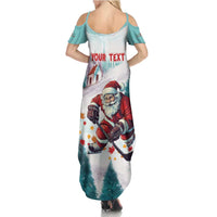 Personalized Canada Santa Playing Hockey Summer Maxi Dress - Wonder Print Shop