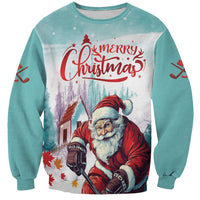 Personalized Canada Santa Playing Hockey Sweatshirt - Wonder Print Shop