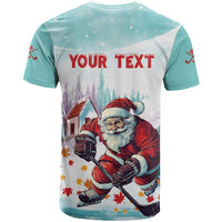 Personalized Canada Santa Playing Hockey T Shirt - Wonder Print Shop