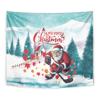 Canada Santa Playing Hockey Tapestry - Wonder Print Shop