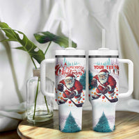 Personalized Canada Santa Playing Hockey Tumbler With Handle - Wonder Print Shop