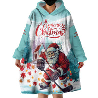Personalized Canada Santa Playing Hockey Wearable Blanket Hoodie - Wonder Print Shop
