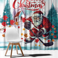Canada Santa Playing Hockey Window Curtain - Wonder Print Shop