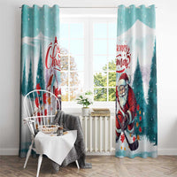 Canada Santa Playing Hockey Window Curtain - Wonder Print Shop