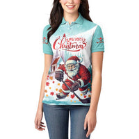 Personalized Canada Santa Playing Hockey Women Polo Shirt - Wonder Print Shop