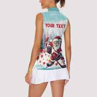 Personalized Canada Santa Playing Hockey Women Sleeveless Polo Shirt - Wonder Print Shop