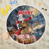 Merry Christmoose Beach Blanket Santa Claus Riding Moose Starry Night - Wonder Print Shop