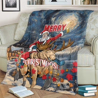 Merry Christmoose Blanket Santa Claus Riding Moose Starry Night