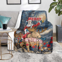 Merry Christmoose Blanket Santa Claus Riding Moose Starry Night