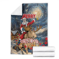 Merry Christmoose Blanket Santa Claus Riding Moose Starry Night