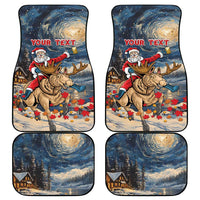 Merry Christmoose Car Mats Santa Claus Riding Moose Starry Night - Wonder Print Shop