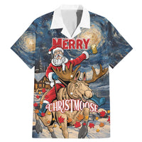 Personalized Merry Christmoose Family Matching Mermaid Dress and Hawaiian Shirt Santa Claus Riding Moose Starry Night - Wonder Print Shop