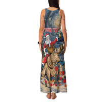 Personalized Merry Christmoose Family Matching Tank Maxi Dress and Hawaiian Shirt Santa Claus Riding Moose Starry Night - Wonder Print Shop