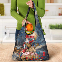 Merry Christmoose Grocery Bag Santa Claus Riding Moose Starry Night