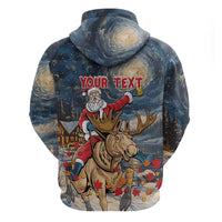 Personalized Merry Christmoose Hoodie Santa Claus Riding Moose Starry Night - Wonder Print Shop