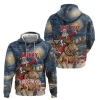 Personalized Merry Christmoose Hoodie Santa Claus Riding Moose Starry Night - Wonder Print Shop