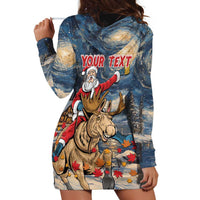 Personalized Merry Christmoose Hoodie Dress Santa Claus Riding Moose Starry Night - Wonder Print Shop
