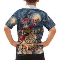 Personalized Merry Christmoose Kid Hawaiian Shirt Santa Claus Riding Moose Starry Night - Wonder Print Shop