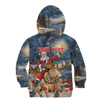 Personalized Merry Christmoose Kid Hoodie Santa Claus Riding Moose Starry Night - Wonder Print Shop