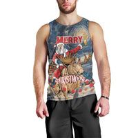 Personalized Merry Christmoose Men Tank Top Santa Claus Riding Moose Starry Night - Wonder Print Shop