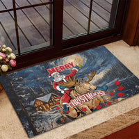 Merry Christmoose Rubber Doormat Santa Claus Riding Moose Starry Night - Wonder Print Shop