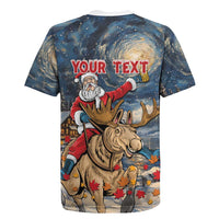 Personalized Merry Christmoose Rugby Jersey Santa Claus Riding Moose Starry Night - Wonder Print Shop