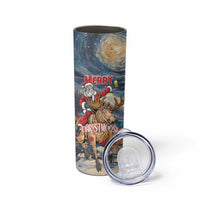 Personalized Merry Christmoose Skinny Tumbler Santa Claus Riding Moose Starry Night - Wonder Print Shop
