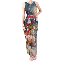 Personalized Merry Christmoose Tank Maxi Dress Santa Claus Riding Moose Starry Night - Wonder Print Shop