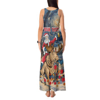 Personalized Merry Christmoose Tank Maxi Dress Santa Claus Riding Moose Starry Night - Wonder Print Shop