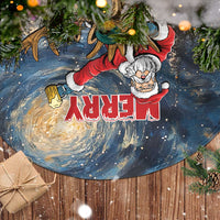 Merry Christmoose Tree Skirt Santa Claus Riding Moose Starry Night - Wonder Print Shop