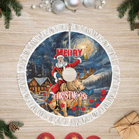 Merry Christmoose Tree Skirt Santa Claus Riding Moose Starry Night - Wonder Print Shop