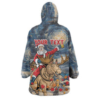 Personalized Merry Christmoose Wearable Blanket Hoodie Santa Claus Riding Moose Starry Night - Wonder Print Shop