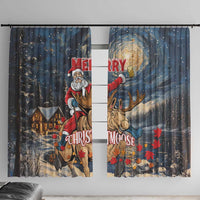 Merry Christmoose Window Curtain Santa Claus Riding Moose Starry Night - Wonder Print Shop