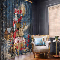 Merry Christmoose Window Curtain Santa Claus Riding Moose Starry Night - Wonder Print Shop