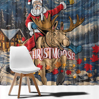 Merry Christmoose Window Curtain Santa Claus Riding Moose Starry Night - Wonder Print Shop