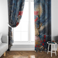 Merry Christmoose Window Curtain Santa Claus Riding Moose Starry Night - Wonder Print Shop